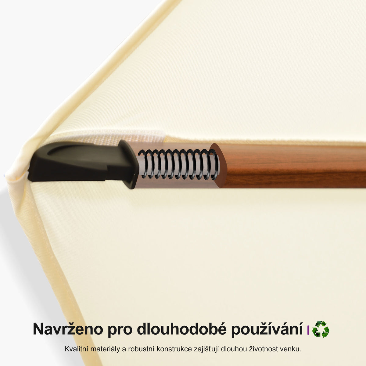 PURPLE LEAF Čtvercový zahradní výkyvný slunečník, hliníková konstrukce v dekoru dřeva, s klikou a nastavením sklonu, na balkon a terasu