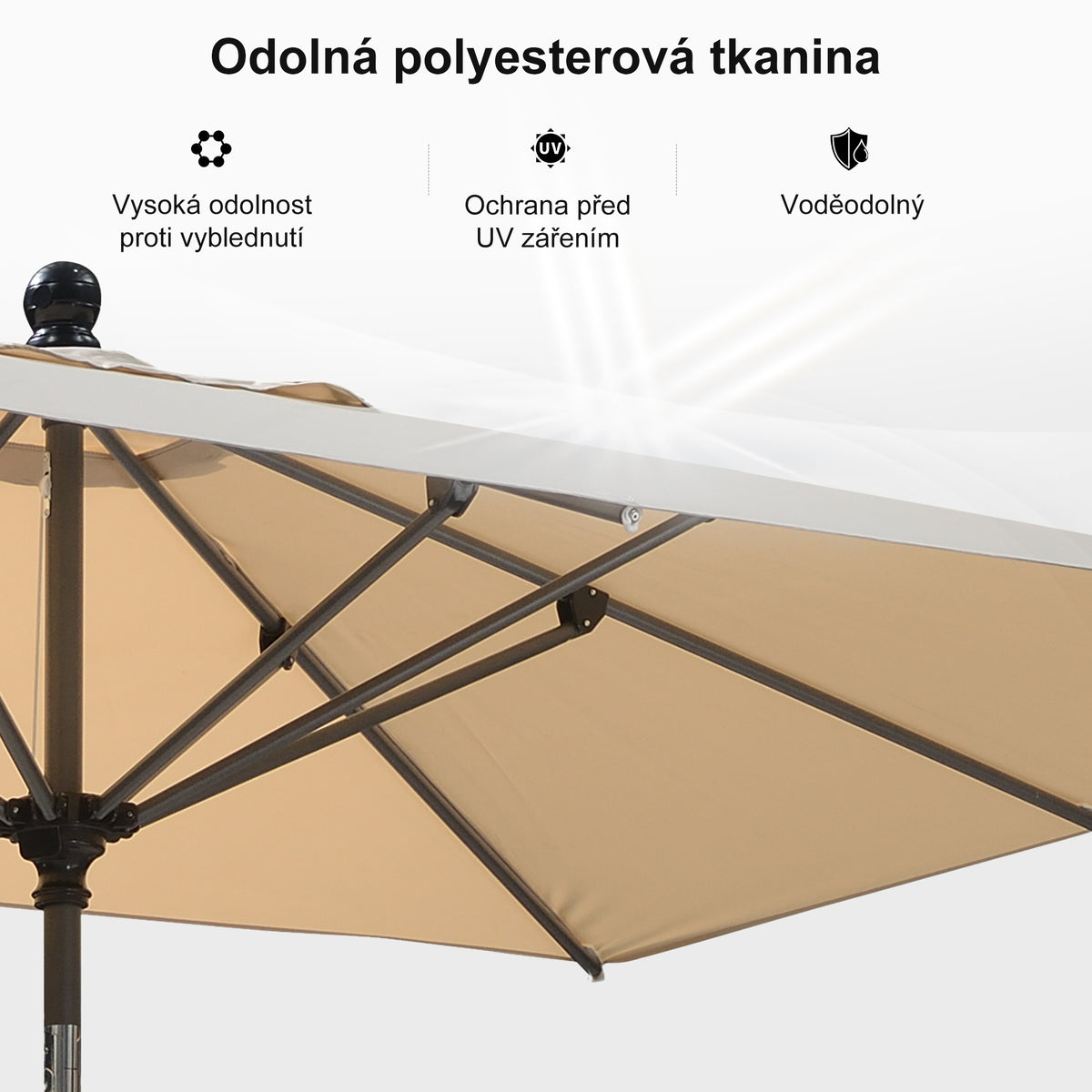 PURPLE LEAF Hliníkový zahradní slunečník se středovým stožárem, stabilní slunečník na terasu, zahradu a pro restaurace