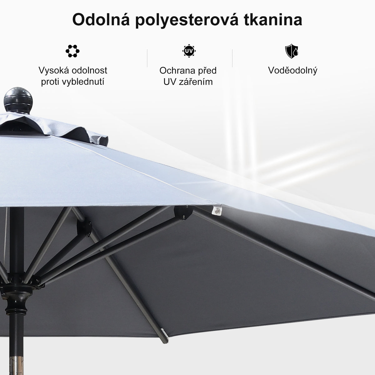 PURPLE LEAF Hliníkový zahradní slunečník se středovým stožárem, stabilní slunečník na terasu, zahradu a pro restaurace