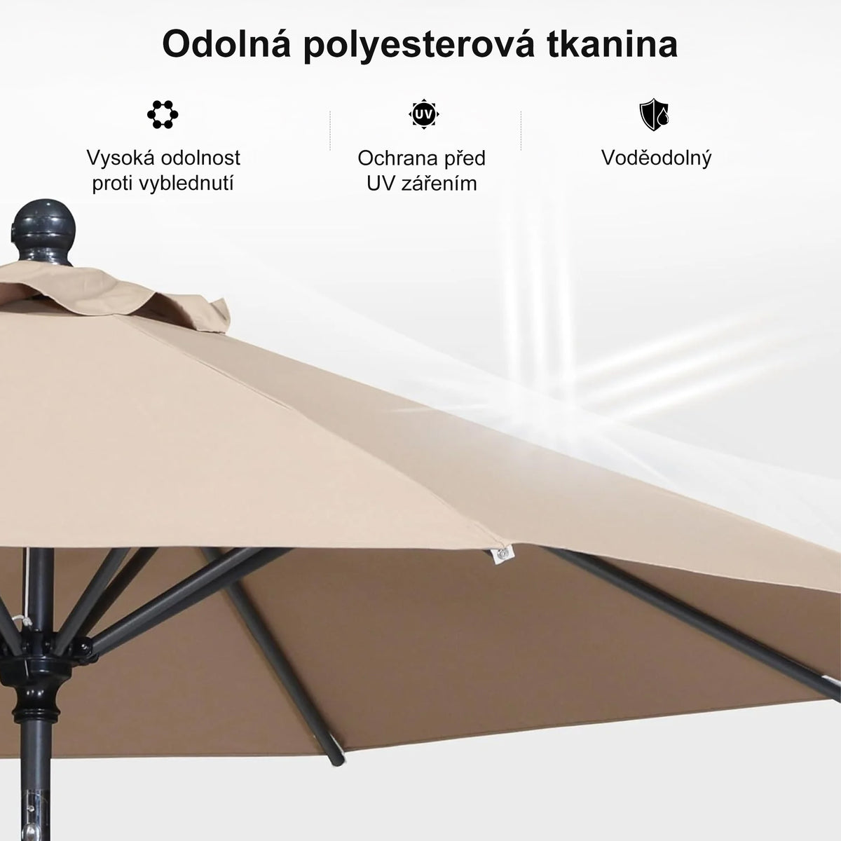 PURPLE LEAF Hliníkový zahradní slunečník se středovým stožárem, stabilní slunečník na terasu, zahradu a pro restaurace