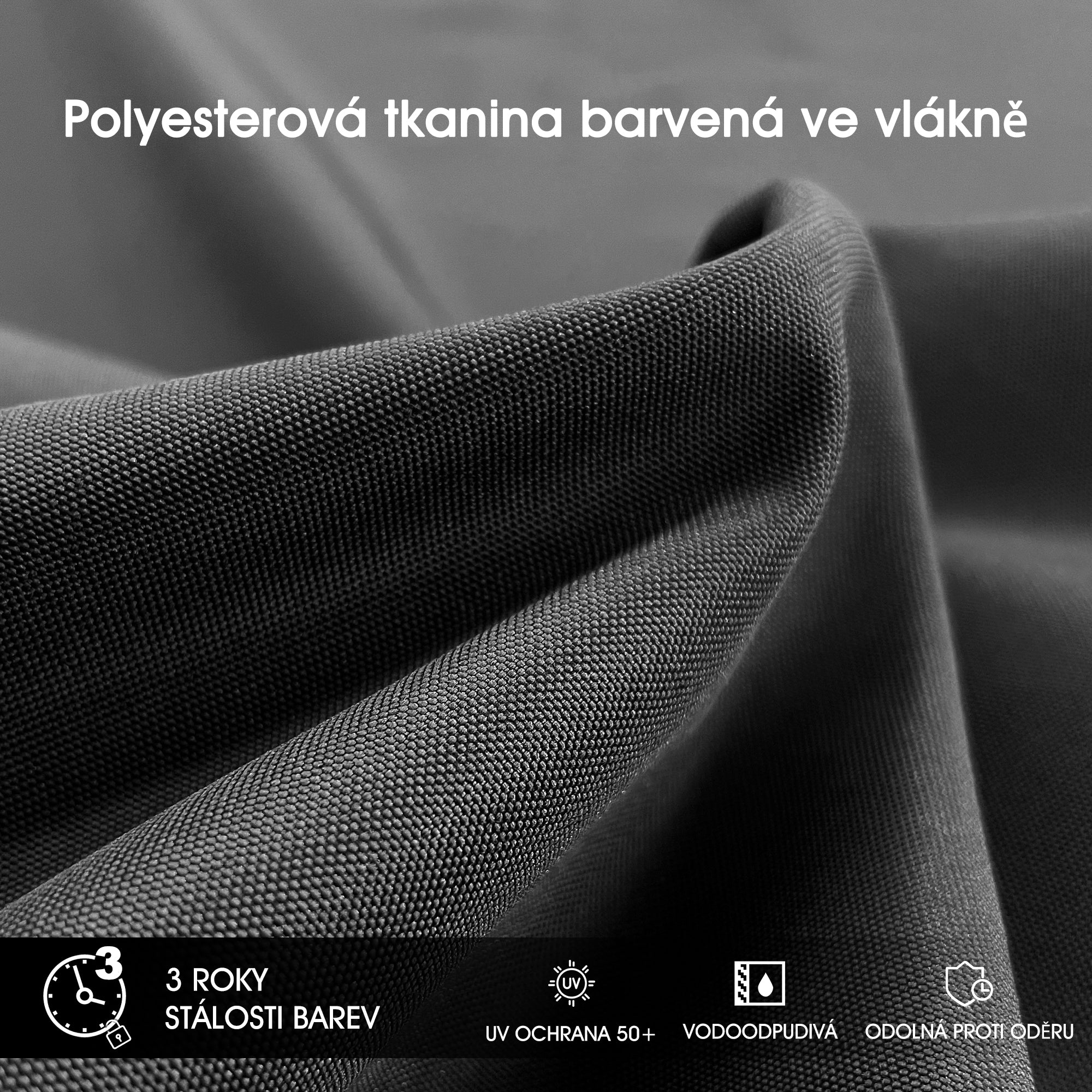 PURPLE LEAF Klasický čtvercový boční zahradní slunečník na terasu, otočný o 360°, s klikou, UV50+ ochranou