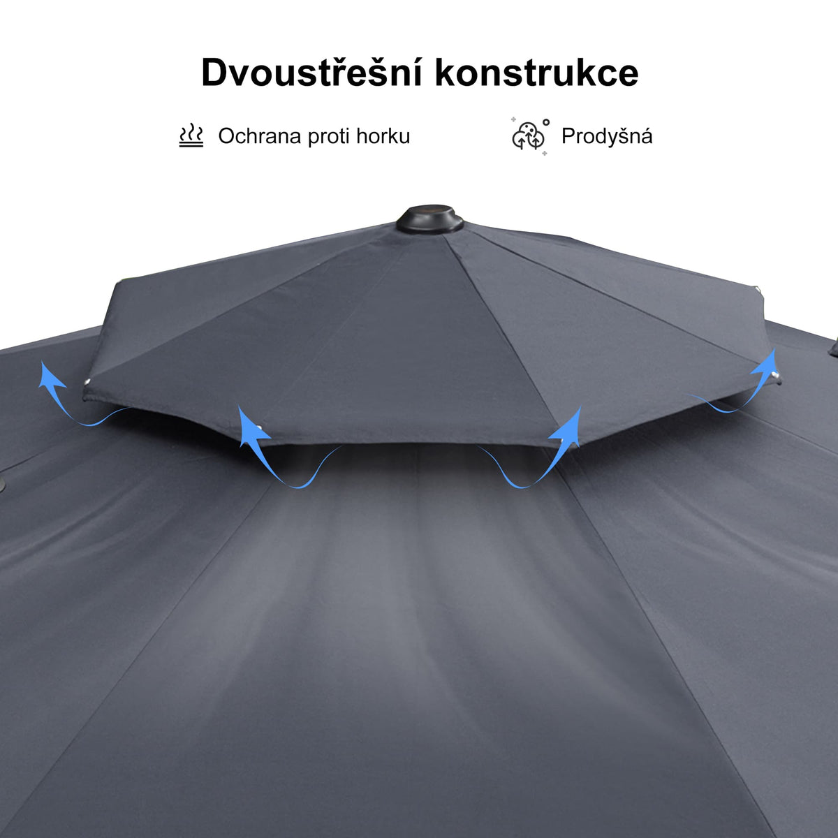 PURPLE LEAF Klasický boční zahradní slunečník na balkon, kulatý, 360° otočný, s klikou, UV ochrana 50+