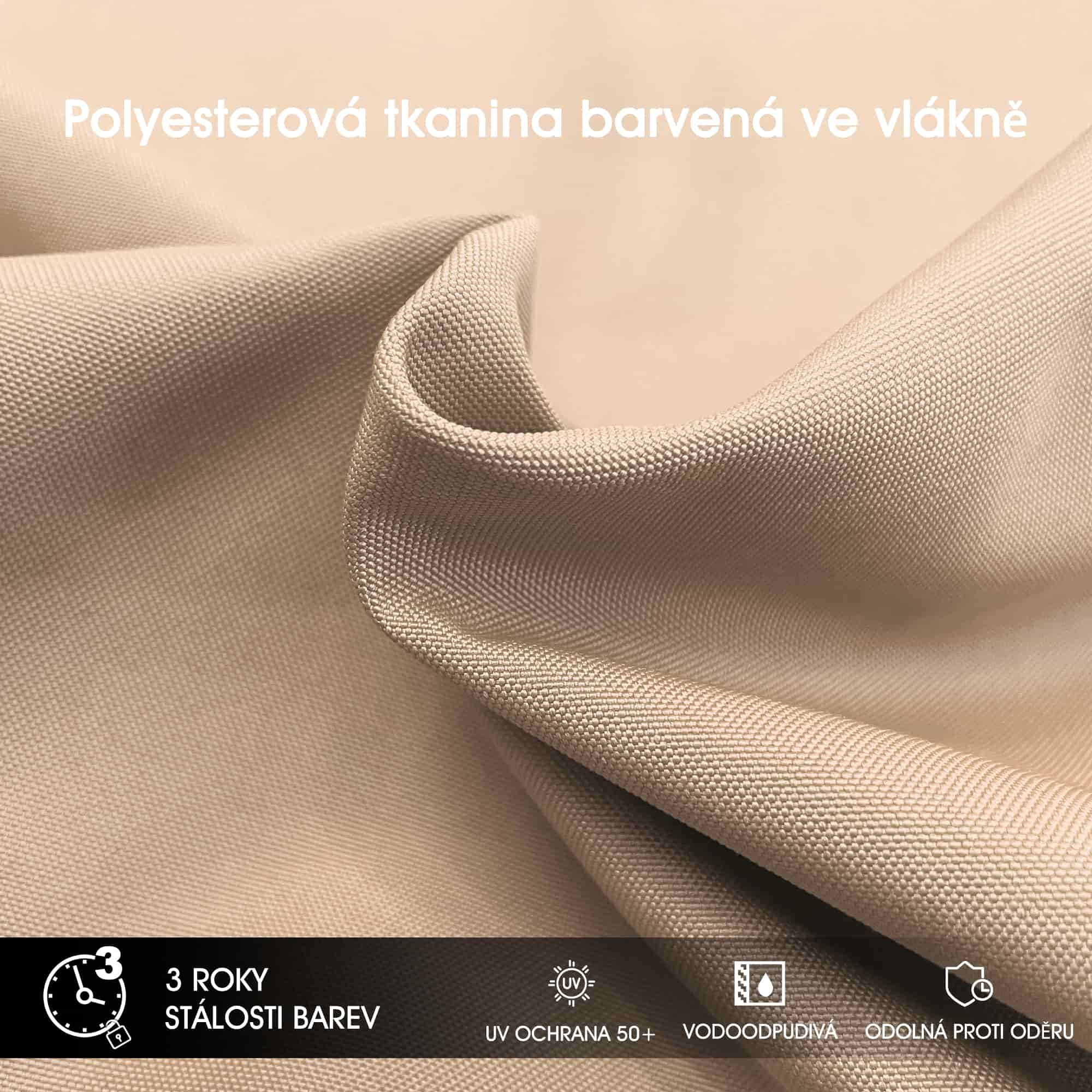 PURPLE LEAF Klasický čtvercový boční zahradní slunečník na terasu, otočný o 360°, s klikou, UV50+ ochranou