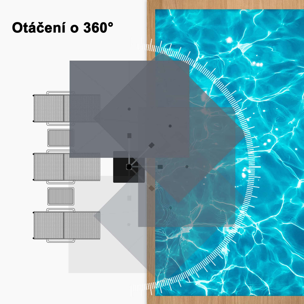 PURPLE LEAF Klasický obdélníkový boční zahradní slunečník na terasu, otočný o 360°, s klikou, UV50+ ochranou