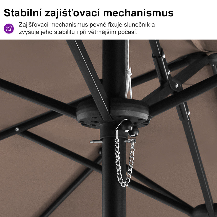 PURPLE LEAF Velký trojitý obdélníkový zahradní slunečník se stojanem pro terasu a zahradu