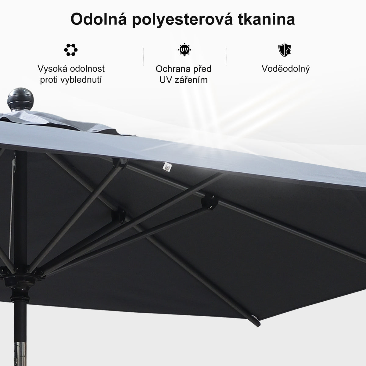 PURPLE LEAF Hliníkový zahradní slunečník se středovým stožárem, stabilní slunečník na terasu, zahradu a pro restaurace