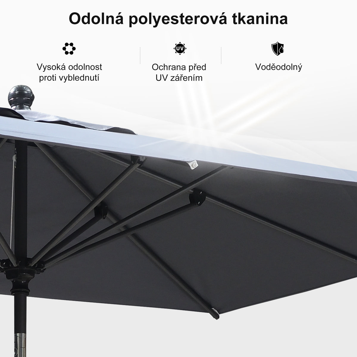 PURPLE LEAF Hliníkový zahradní slunečník se středovým stožárem, stabilní slunečník na terasu, zahradu a pro restaurace