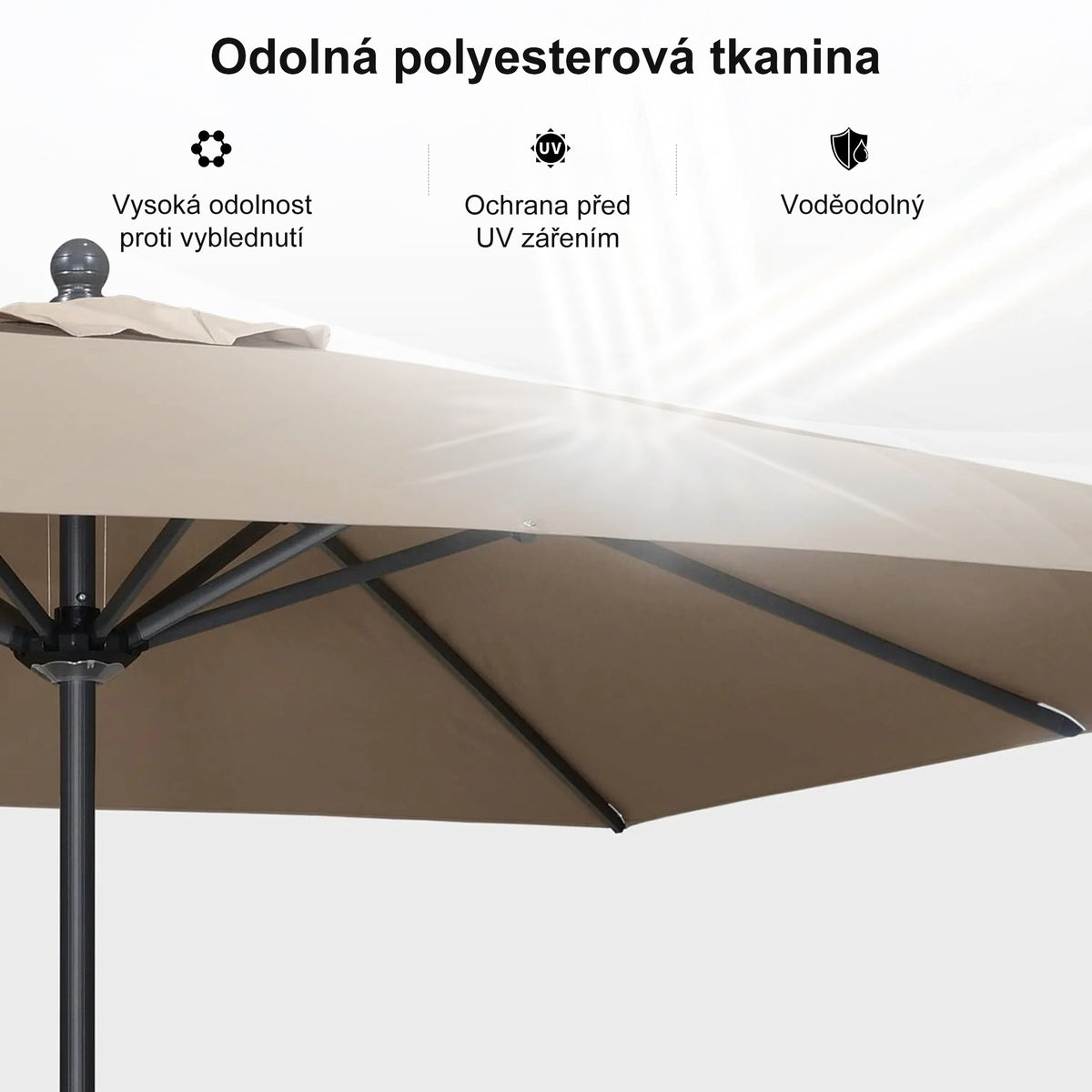 PURPLE LEAF Hliníkový zahradní slunečník se středovým stožárem, stabilní slunečník na terasu, zahradu a pro restaurace