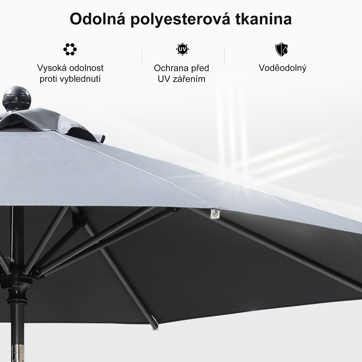 PURPLE LEAF Hliníkový zahradní slunečník se středovým stožárem, stabilní slunečník na terasu, zahradu a pro restaurace