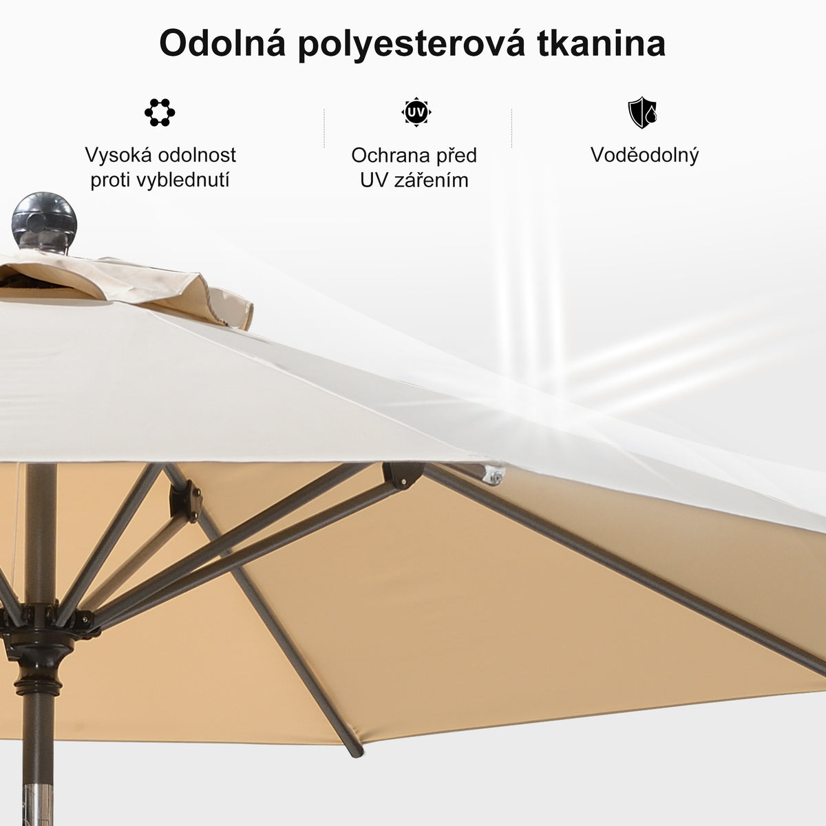 PURPLE LEAF Hliníkový zahradní slunečník se středovým stožárem, stabilní slunečník na terasu, zahradu a pro restaurace