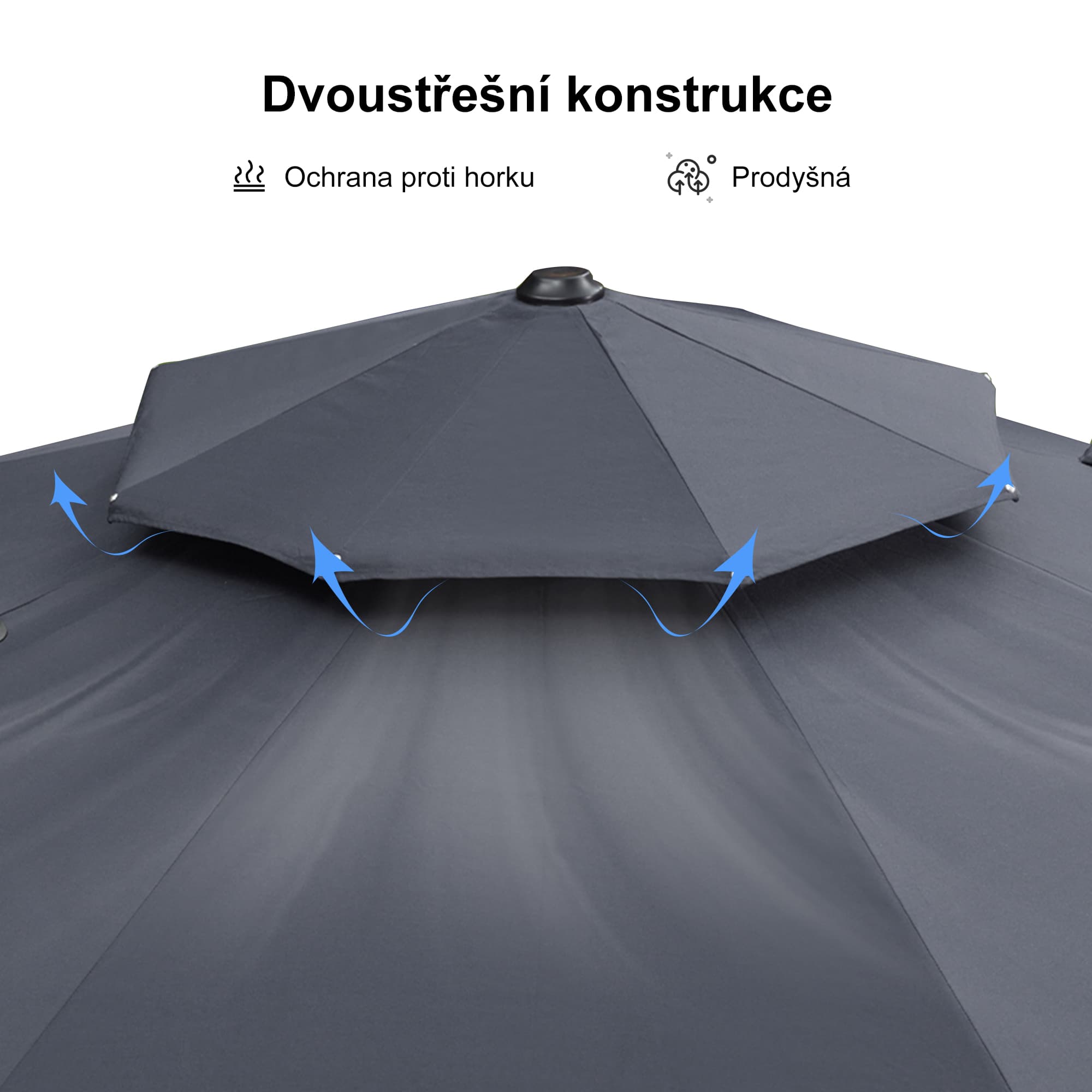 PURPLE LEAF Klasický boční zahradní slunečník na balkon, kulatý, 360° otočný, s klikou, UV ochrana 50+