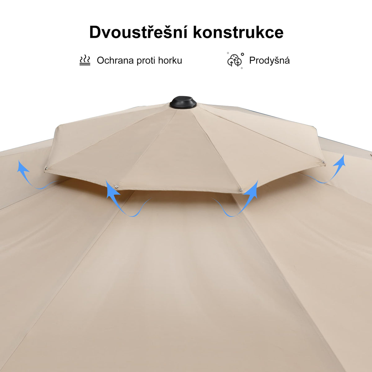 PURPLE LEAF Klasický boční zahradní slunečník na balkon, kulatý, 360° otočný, s klikou, UV ochrana 50+