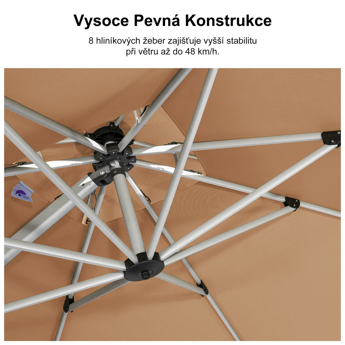 PURPLE LEAF Klasický obdélníkový boční zahradní slunečník na terasu, otočný o 360°, s klikou, UV50+ ochranou