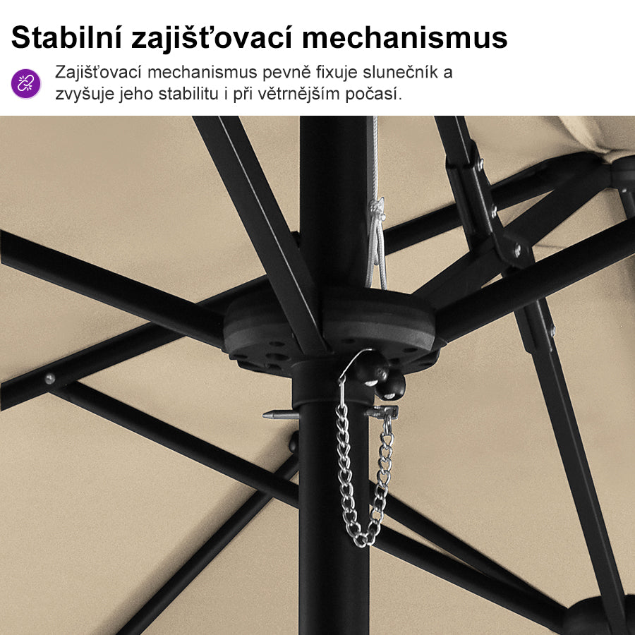 PURPLE LEAF Velký trojitý obdélníkový zahradní slunečník se stojanem pro terasu a zahradu