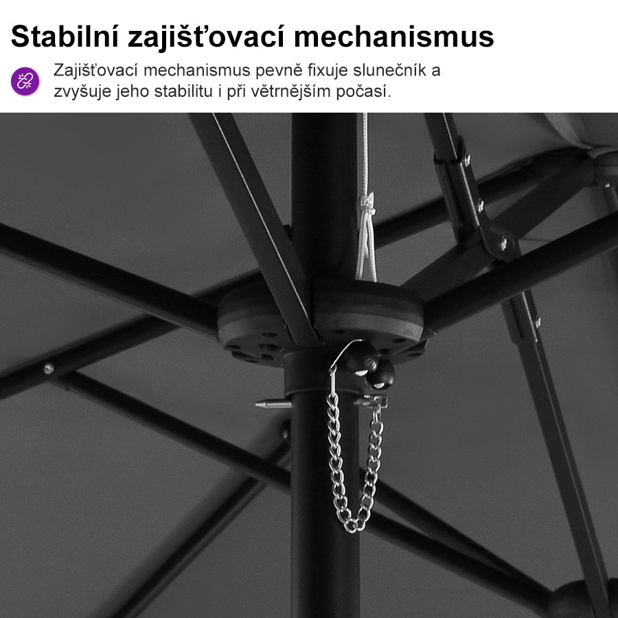 PURPLE LEAF Velký trojitý obdélníkový zahradní slunečník se stojanem pro terasu a zahradu